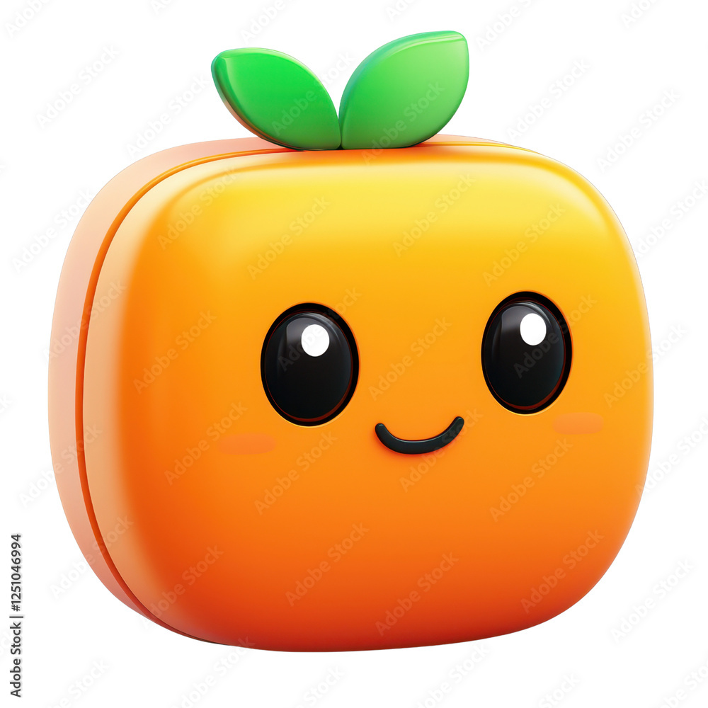 Fototapeta premium Adorable 3D Render of a Happy Orange Fruit Character