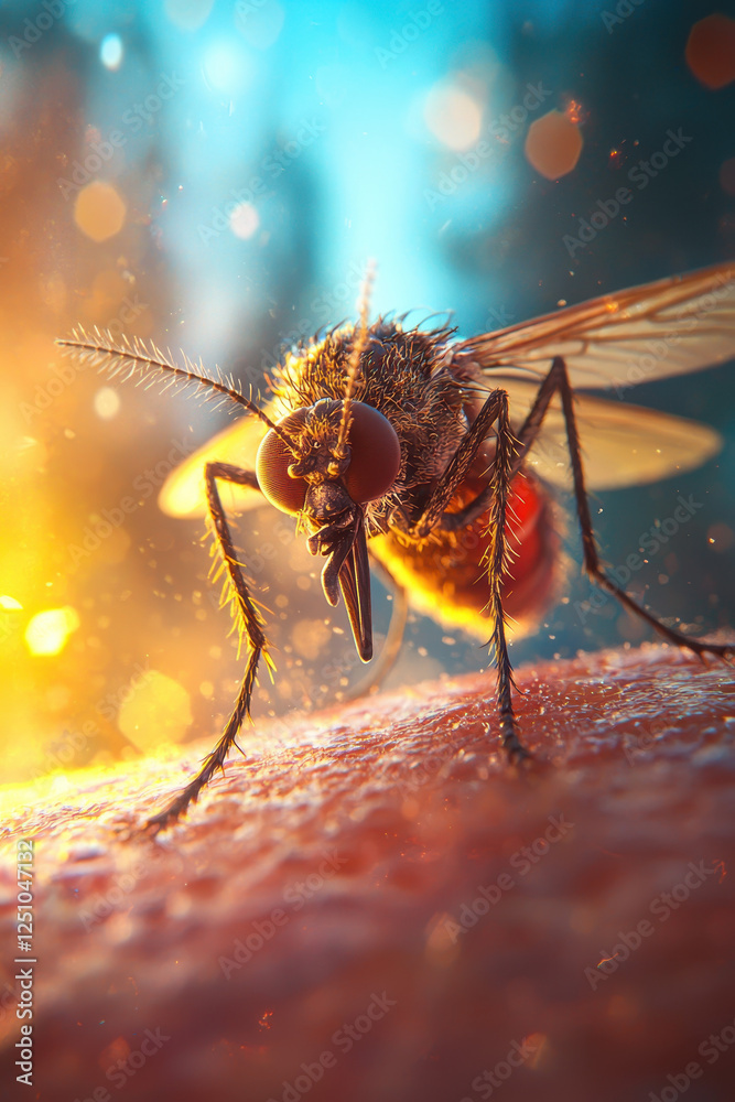 Stunning Macro Photography of a Mosquito Captures the Intricate Details and Vibrant Colors, Highlighting the Beauty of Nature in an Outdoor Setting with Enchanting Light Effects Stunning Macro Photography of a Mosquito Captures the Intricate Details and Vibrant Colors, Highlighting the Beauty of Nature in an Outdoor Setting with Enchanting Light Effects