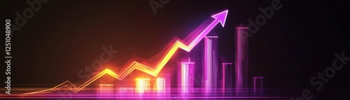 A dynamic and colorful upward trend graph representing business growth and positive momentum in the financial market. Ideal for corporate presentations.