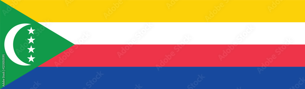 Flag of Comoros. Comoros flag long banner digital vector illustration Flag of Comoros. Comoros flag long banner digital vector illustration