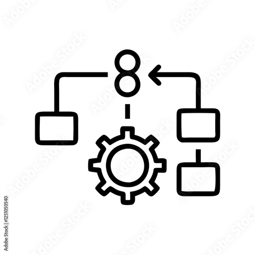 Free Download A simple line art illustration of a gear system connected to three separate components. - GFXLoad