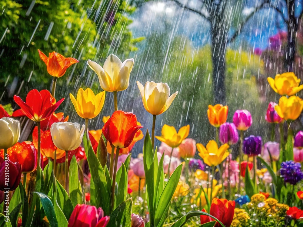 Obraz premium April Showers Bring May Flowers: Child Joyfully Playing in Spring Rain