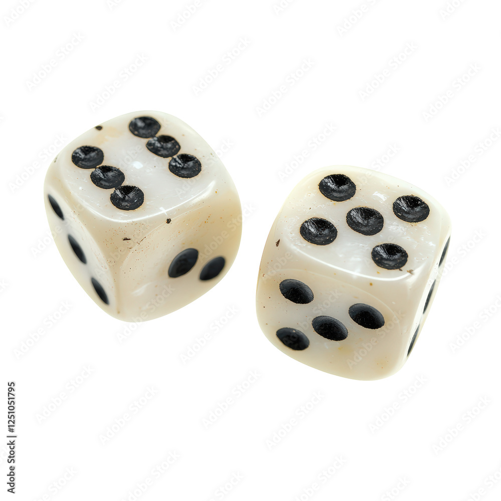 Isolated Pair of White Dice Showing Seven Isolated Pair of White Dice Showing Seven