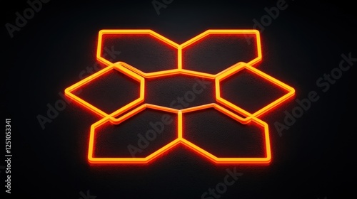 A glowing orange hexagonal pattern against a dark background, creating a modern and futuristic visual effect.