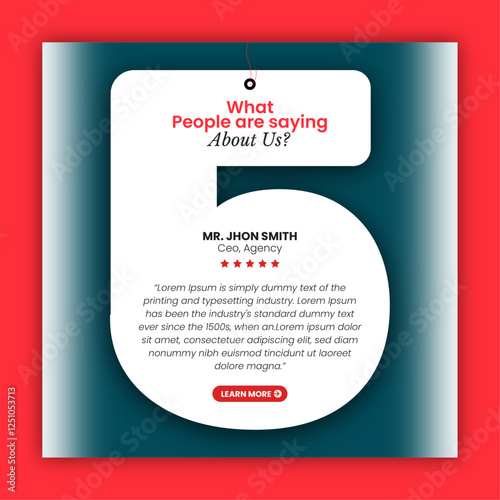 Customer feedback testimonial social media post design or client review social media post design template