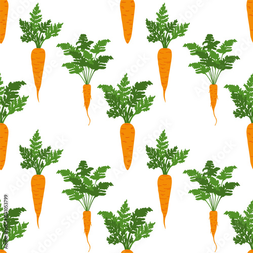 Seamless background of carrots. Flat illustration of carrot background. Carrots seamless pattern. Carrot flat background illustration.