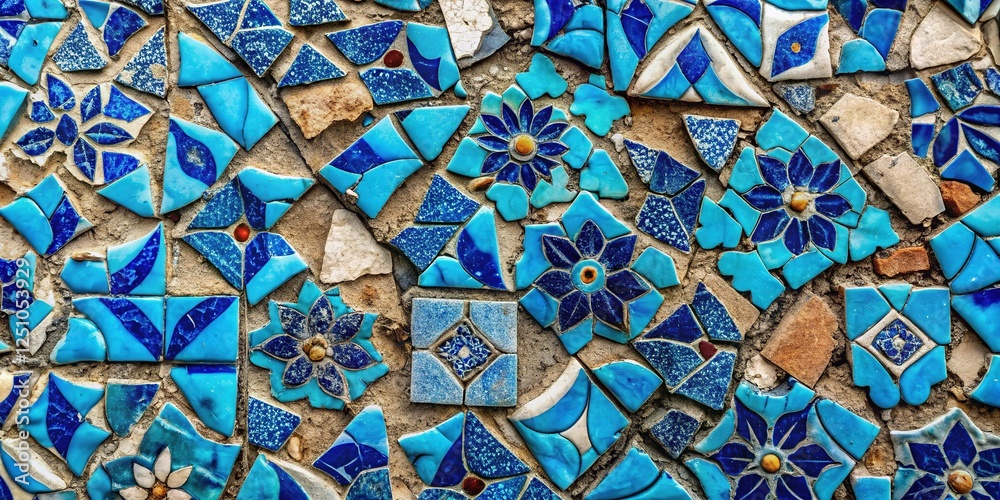 High-Resolution Seamless Blue Tile Mosaic Floor Texture - Broken Tiles Background for Kitchen Wallpaper High-Resolution Seamless Blue Tile Mosaic Floor Texture - Broken Tiles Background for Kitchen Wallpaper