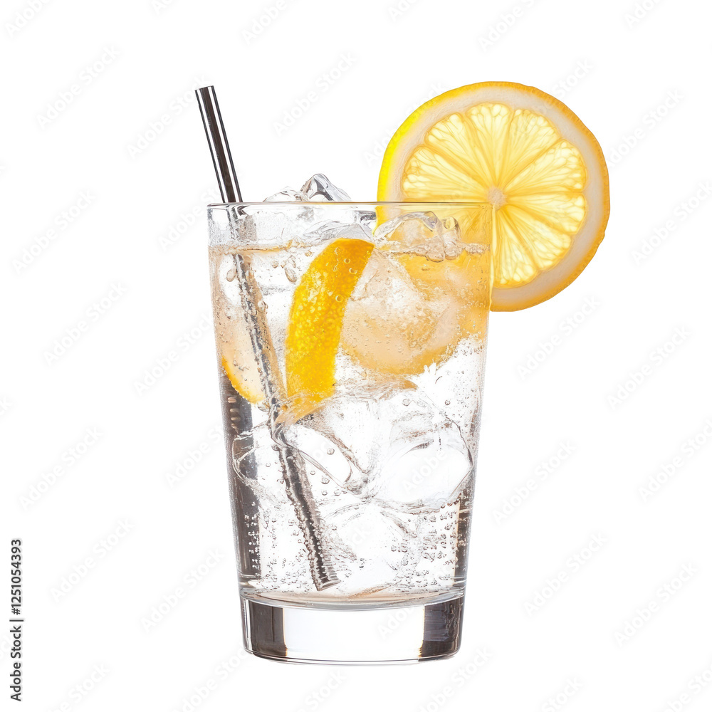 A Rum Collins Drink isolated on white or transparent background A Rum Collins Drink isolated on white or transparent background