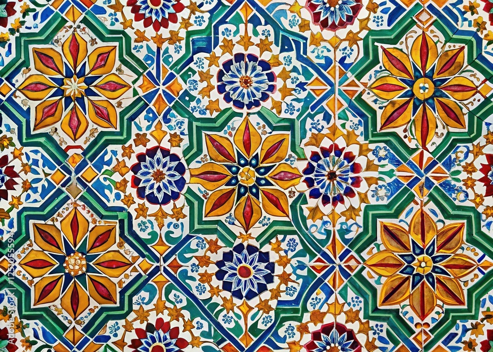 Moroccan Seamless Pattern Tile: Hand-painted Traditional Decorative Tiles, Artisan Craftsmanship, Food Photography Background Moroccan Seamless Pattern Tile: Hand-painted Traditional Decorative Tiles, Artisan Craftsmanship, Food Photography Background