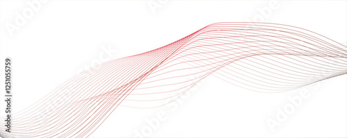 Abstract wavy green background. Thin line wavy with red wavy lines color gradient spectrum lines Undulate wave swirl swoosh.  . Digital energy waves technology concept 