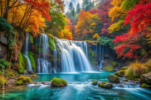 Serene Night Waterfall in Lush Forest - Magical Moonlight Illuminates Cascading Water