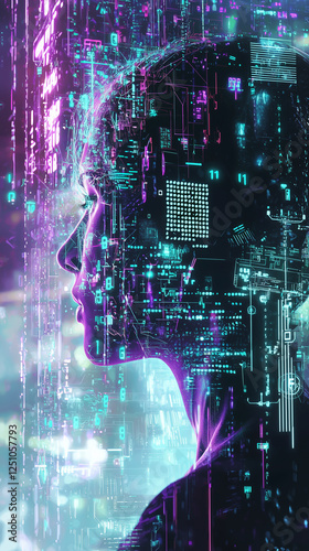 cybernetically enhanced person experiencing a next-generation AI interface 