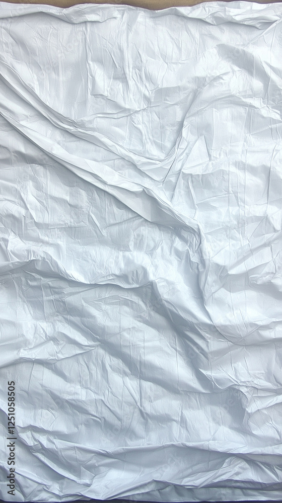 Obraz premium White crumpled aluminum foil forms an abstract geometric pattern, providing a unique and dreamy landscape backdrop suitable for wallpapers and various design applications
