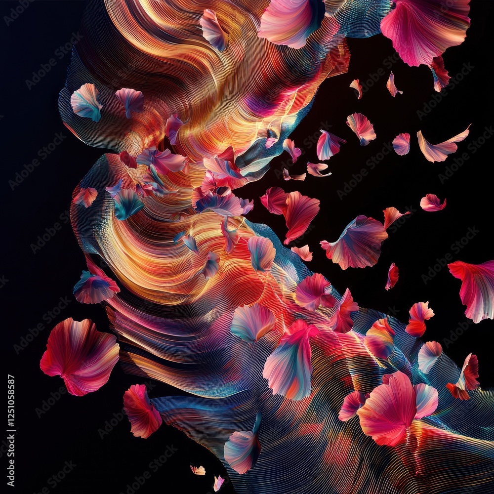 Obraz premium Flowing Sound Waves in Vibrant Colors Resembling a River