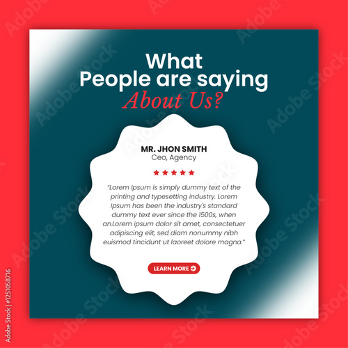 Customer feedback testimonial social media post design or client review social media post design template