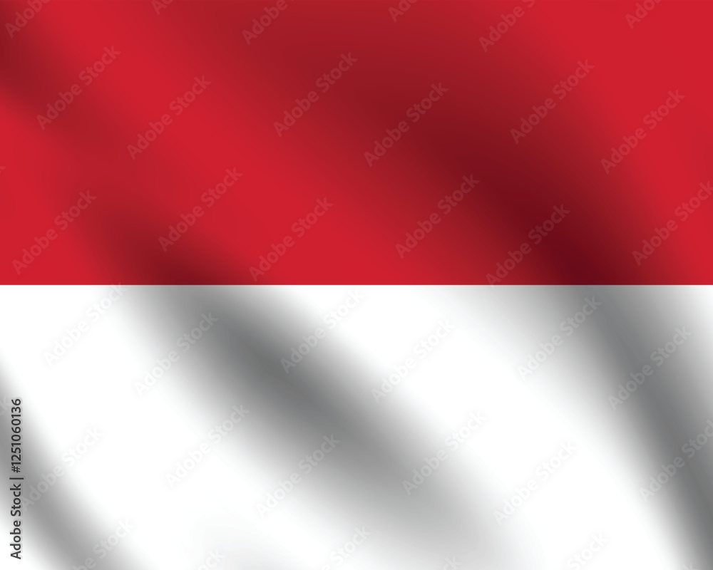 Naklejka premium Flag of Monaco. Monaco flag official colors and proportion digital vector illustration. Pleated flag.