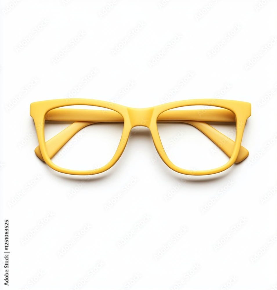 Fototapeta premium Stylish yellow eyeglasses display modern studio product photography bright environment front view fashion accessory