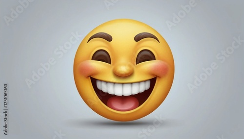 Laughing emoji expression, happy emoticon
