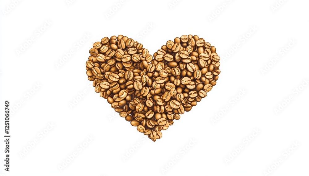 Heart of Aroma Aromatic Coffee Beans Forming a Heart Shape Against a Pristine White Backdrop Heart of Aroma Aromatic Coffee Beans Forming a Heart Shape Against a Pristine White Backdrop