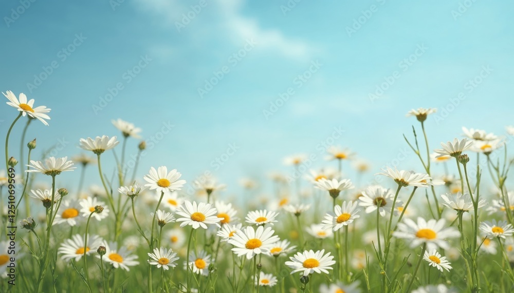Daisies dance in a field of dreams beneath a boundless azure sky Daisies dance in a field of dreams beneath a boundless azure sky