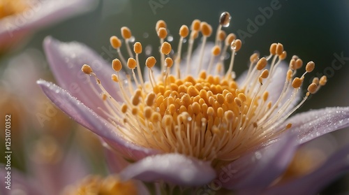 Vivid Yellow Flower Close-Up Showcasing Intricate Petal Structure and Pollen in a Vibrant Summer Garden