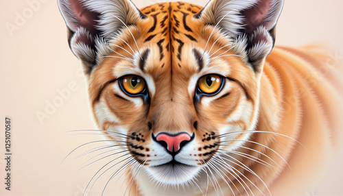 Focused Lynx Illustration Portrait on Light Background