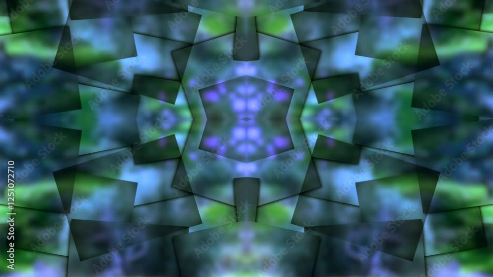 video 4k abstracto con movimientos repetitivos en forma de cuadrados que se mueven y expanden en tonos verdes y azules 