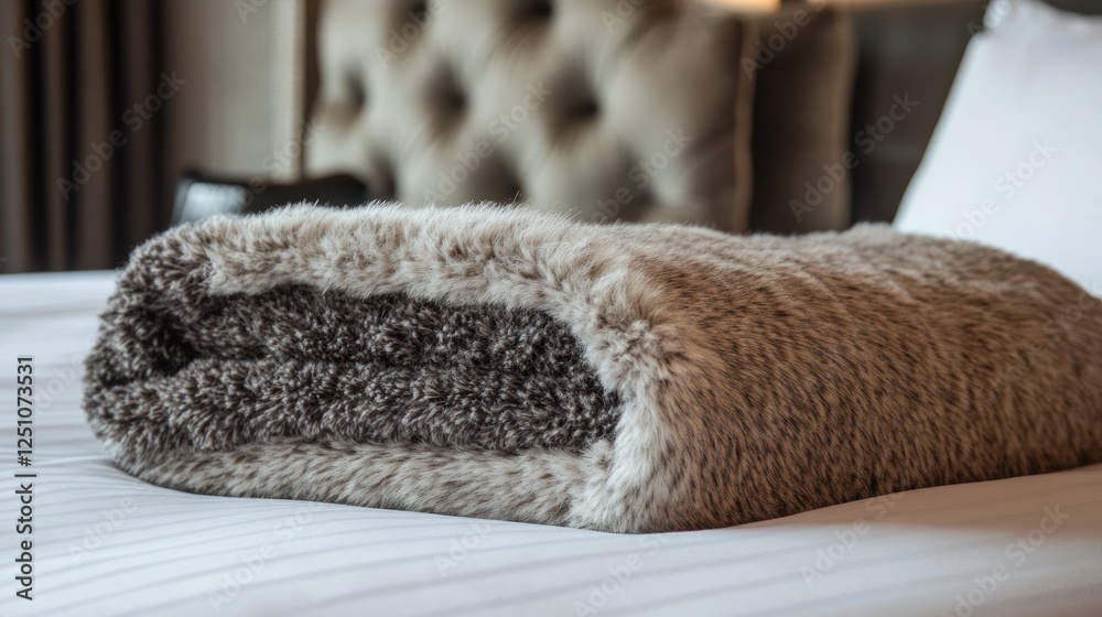 Soft Faux Fur Throw Blanket On White Bed Soft Faux Fur Throw Blanket On White Bed