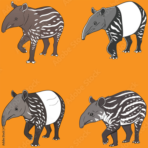Tapir bundle design art and illustrator eps