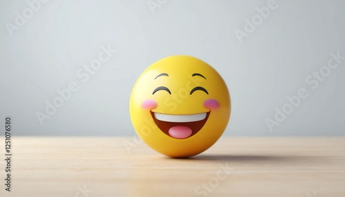 Cheerful, bright smiley face emoji radiating joy and happiness in a simple setting