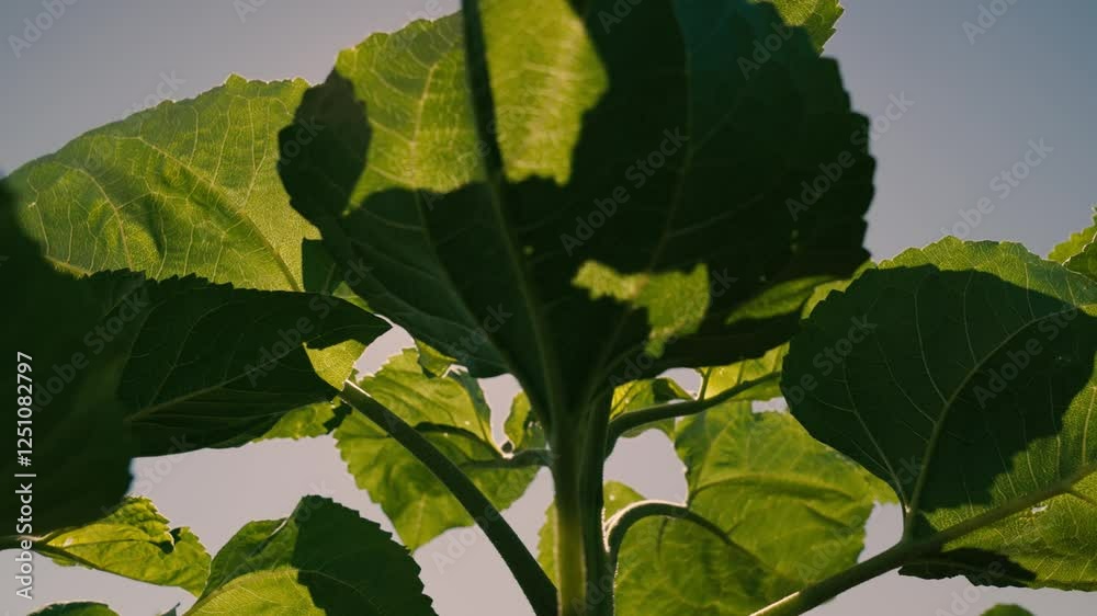 sunflower leaf close-up, rays sunlight from sunflower leaves, agriculture, sunflower farm field landscape, organic green, growing out from soil, scene springtime, beauty earth, agriculture business sunflower leaf close-up, rays sunlight from sunflower leaves, agriculture, sunflower farm field landscape, organic green, growing out from soil, scene springtime, beauty earth, agriculture business