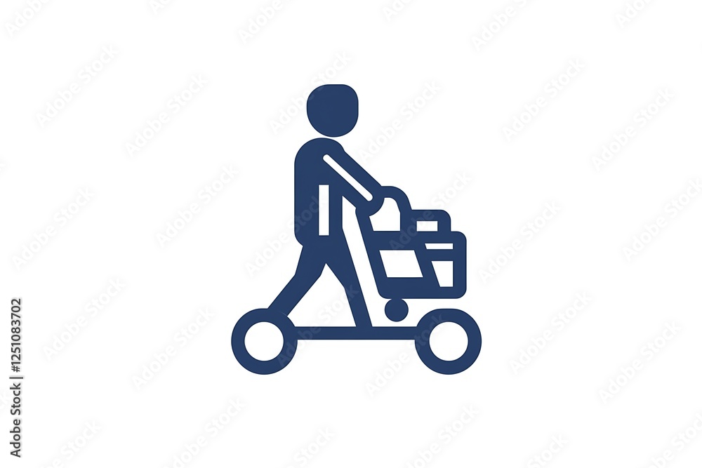 young delivery man push cart with package box young delivery man push cart with package box