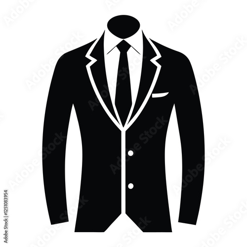 Black silhouette Men's Suits Tuxedo and Business Attire