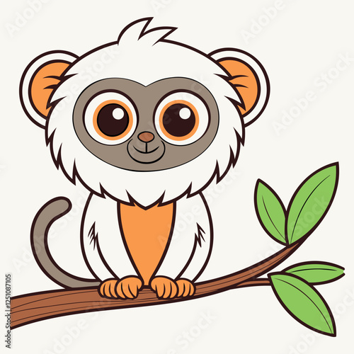 Marmoset with Big Eyes Cute Animal Illustration for Kids
