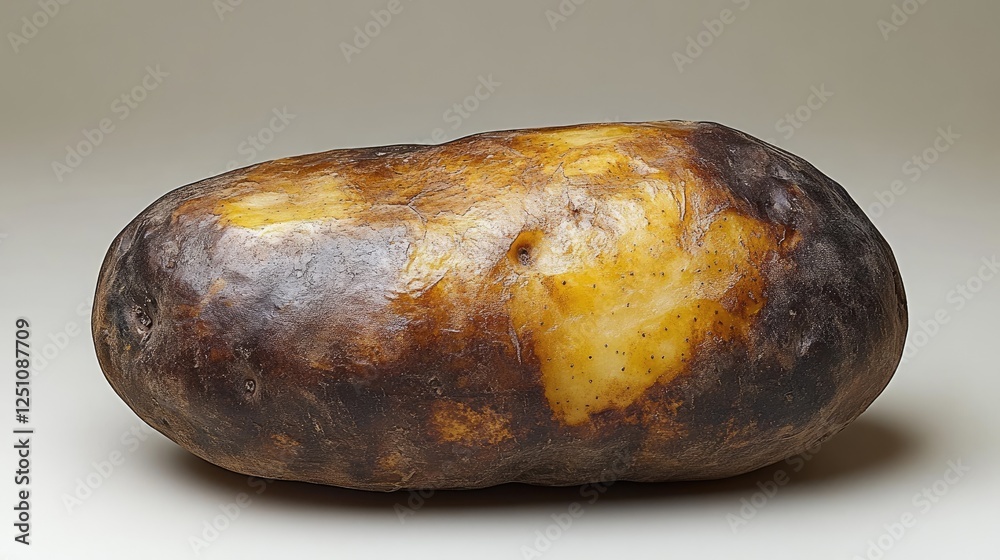 A single, light yellow potato with an irregular, A single, light yellow potato with an irregular,