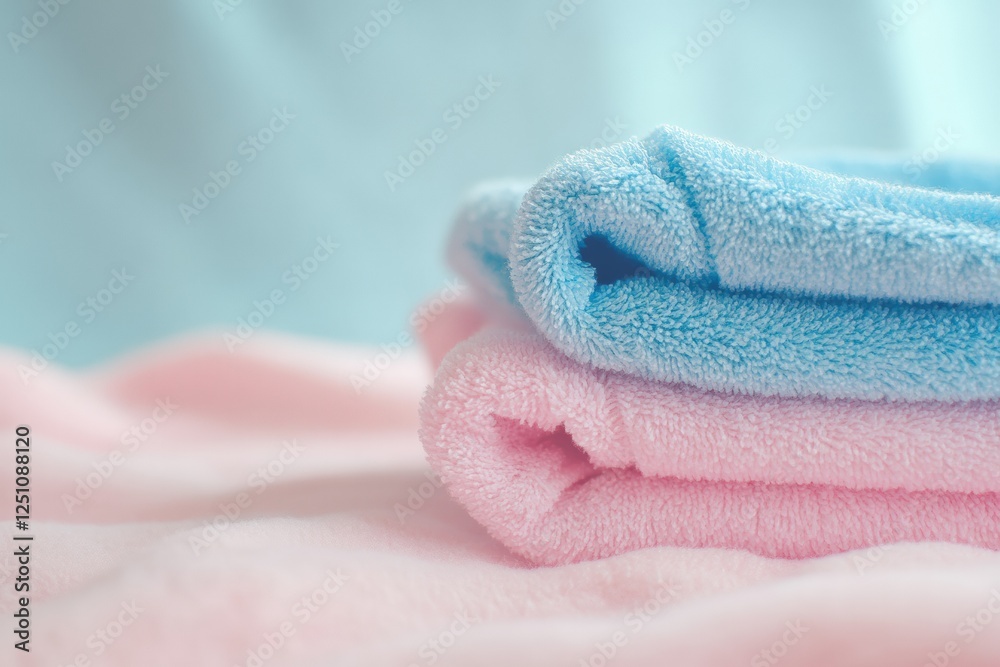 Softly folded baby onesie resting on plush surface in gentle lighting setting. Generative AI Softly folded baby onesie resting on plush surface in gentle lighting setting. Generative AI