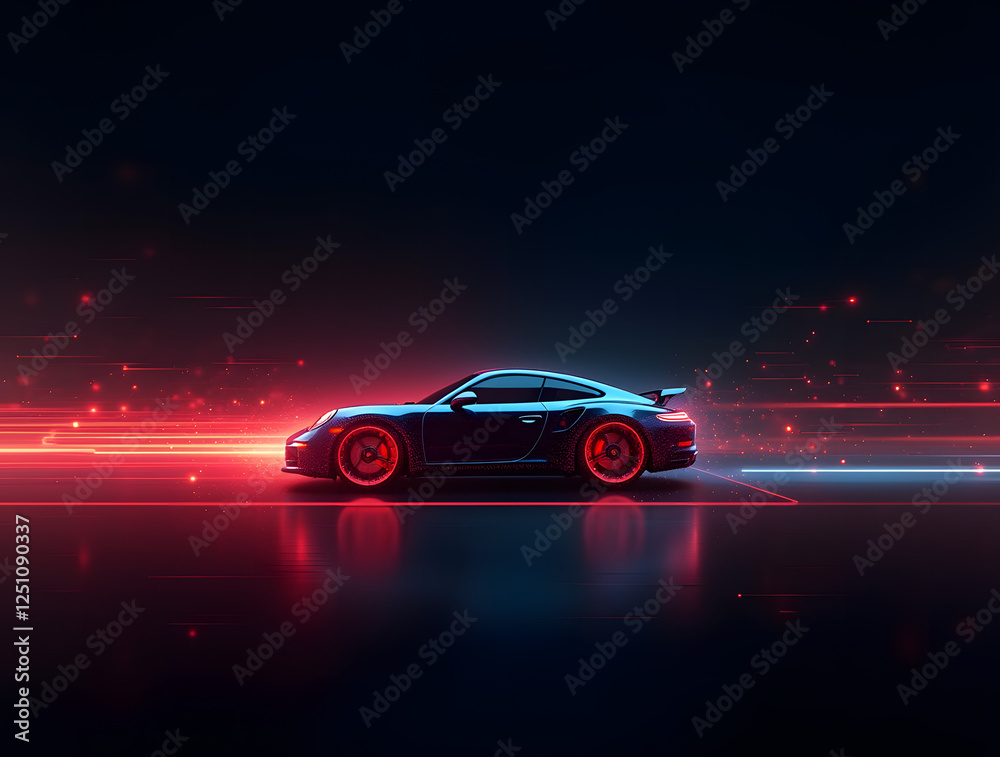 Car and light speed technology concept showing modern internet speed, digital black background, AI generated wallpaper. Car and light speed technology concept showing modern internet speed, digital black background, AI generated wallpaper.