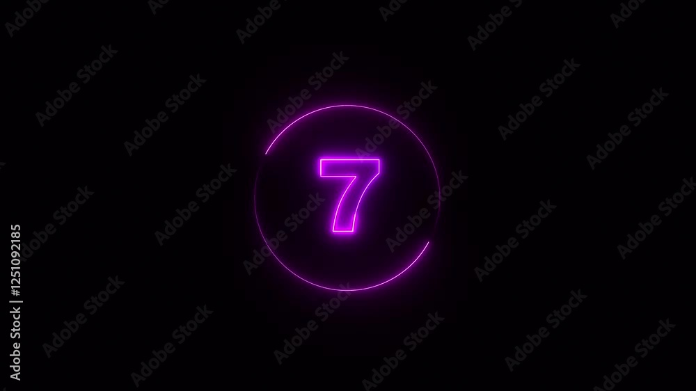 15 second countdown timer animation with neon number text glowing from 15 to 0 with interesting circle animation. Top ten countdown animation text , neon light numbers from 15 to 0