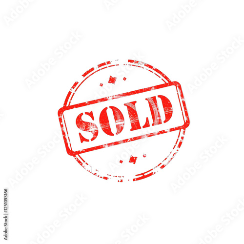 sold red rubber stamp vector illustration in transparent background