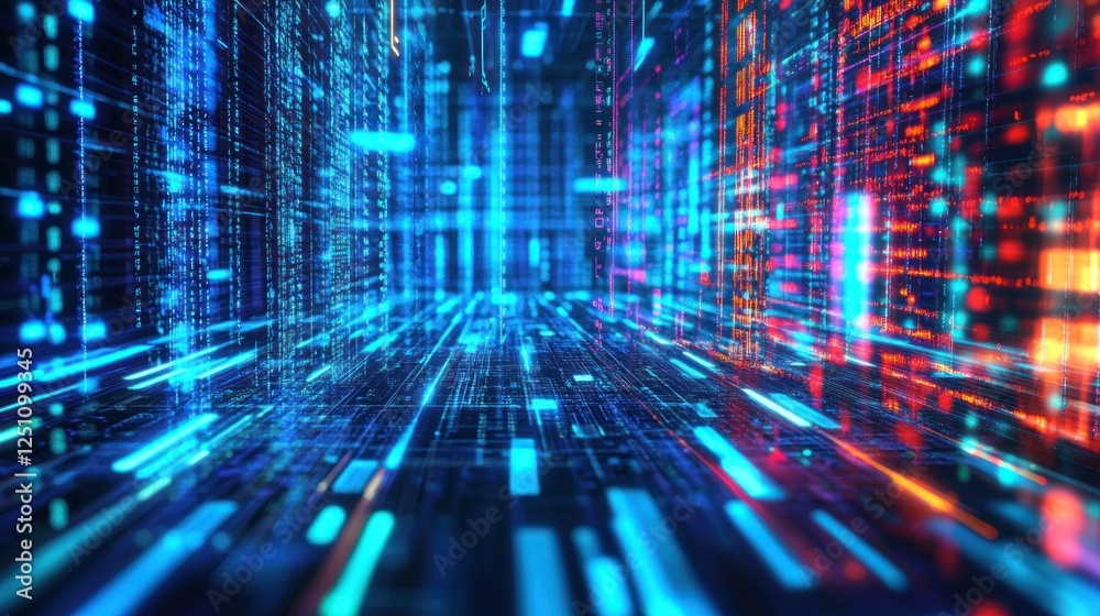 Abstract Digital Data Flow Corridor Visualization Abstract Digital Data Flow Corridor Visualization