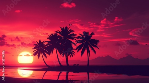 Sunset Serenity at Tropical Beach Promenade