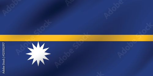 Flag of Nauru. Nauru flag official colors and proportion digital vector illustration. Pleated flag.