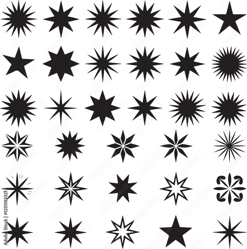 set of black vector VARIOUS STAR silhouette set of black vector VARIOUS STAR silhouette