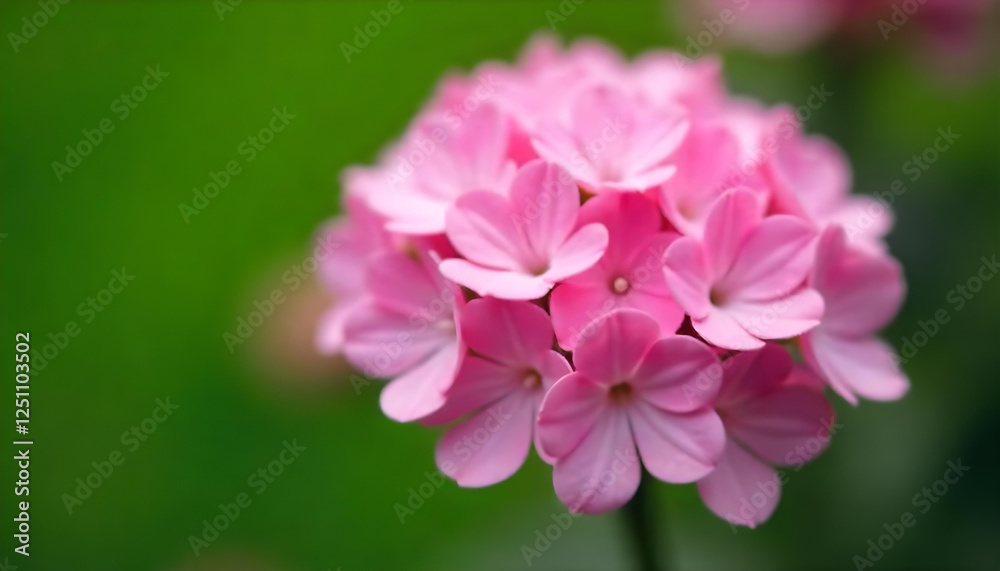 Pink flowers with soft, delicate petals, closely clustered together, set against a blurred green background Pink flowers with soft, delicate petals, closely clustered together, set against a blurred green background