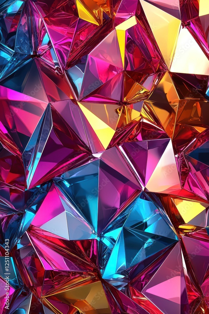 Abstract Colorful Metallic Geometric Crystal Structure Abstract Colorful Metallic Geometric Crystal Structure