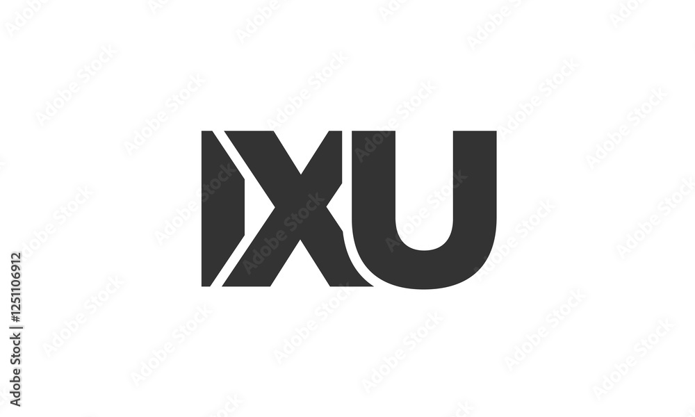 Obraz premium IXU logo design template with strong and modern bold text. Initial based vector logotype featuring simple and minimal typography. Trendy company identity.
