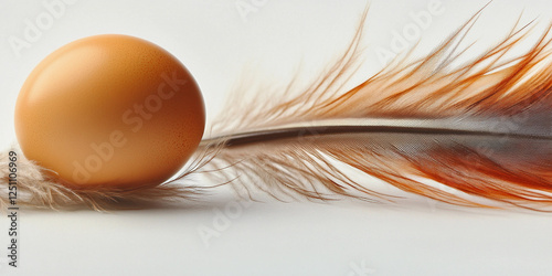 Egg resting on a delicate feather against a soft background