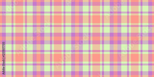 Pastel plaid pattern, perfect for backgrounds, textiles, or fashion designs. Soft peach, lavender, and lime green hues create a gentle, springlike aesthetic. photo