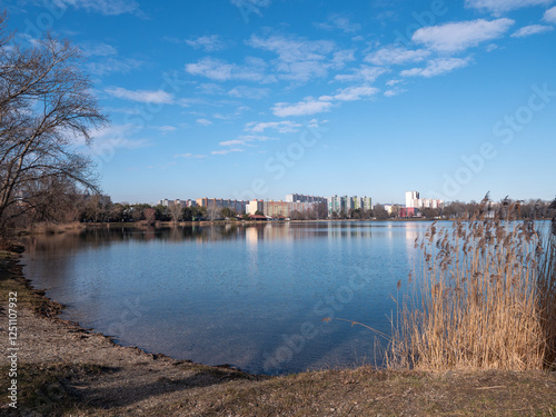 Canvas Print Veľký Draždiak is a lake and natural swimming pool in Petržalka, Bratislava