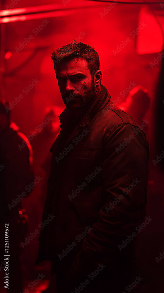 Fototapeta premium A man standing in the dark